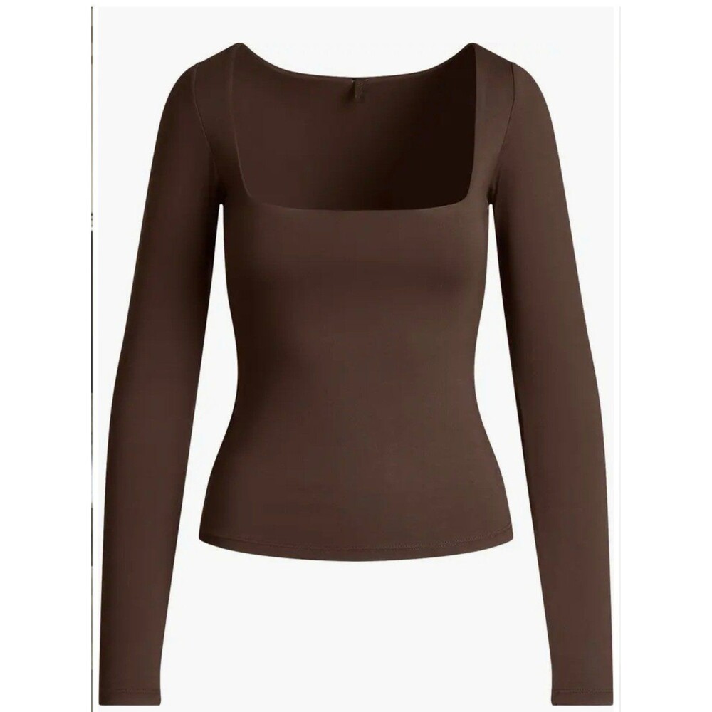 Skims Smooth Layers Square Neck Long Sleeve Top